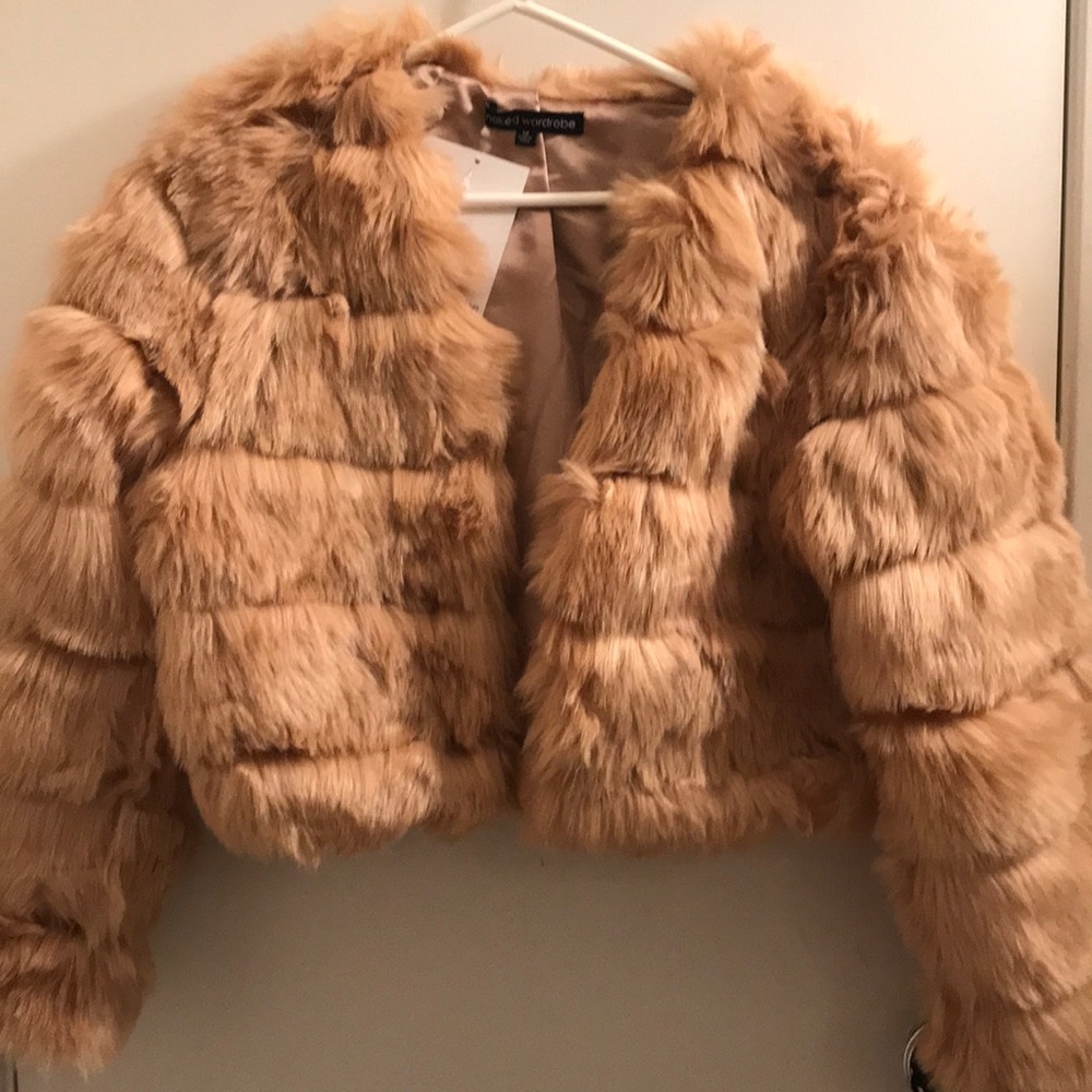 Naked wardrobe want u fur-ever cropped jacket